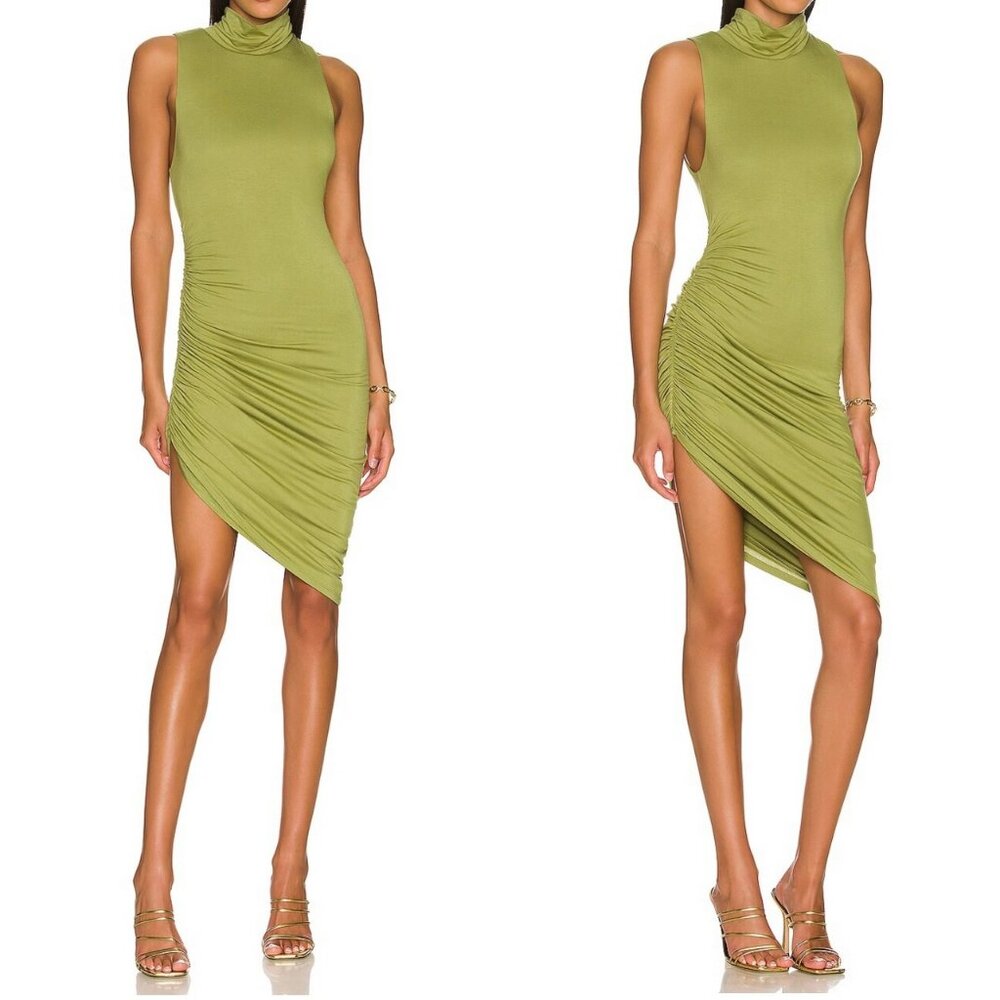 Lovers + Friends Ace Midi Ruched Turtleneck Dress